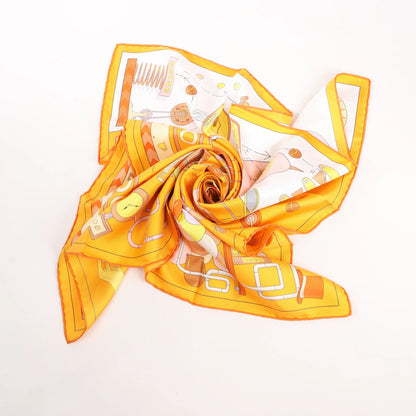 Hermès Carré 90 "Tea for Two" Silk handkerchief in Orange