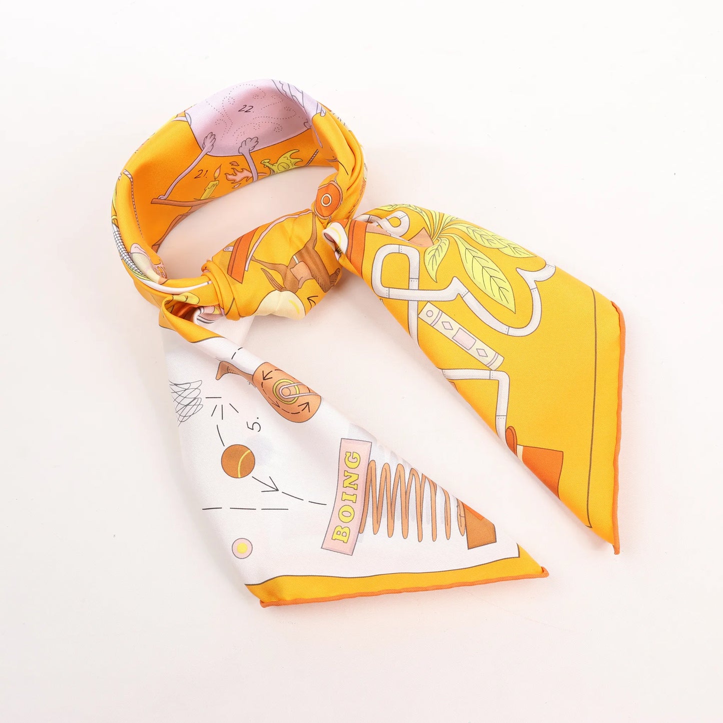 Hermès Carré 90 "Tea for Two" Silk handkerchief in Orange