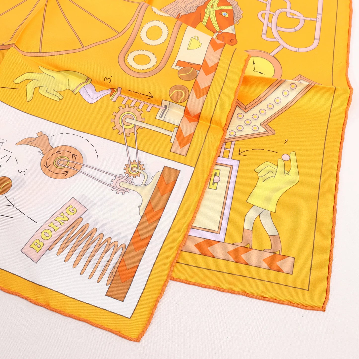 Hermès Carré 90 "Tea for Two" Silk handkerchief in Orange