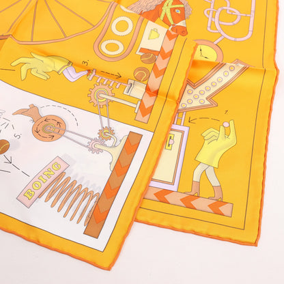 Hermès Carré 90 "Tea for Two" Silk handkerchief in Orange