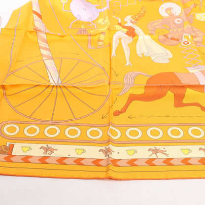 Hermès Carré 90 "Tea for Two" Silk handkerchief in Orange