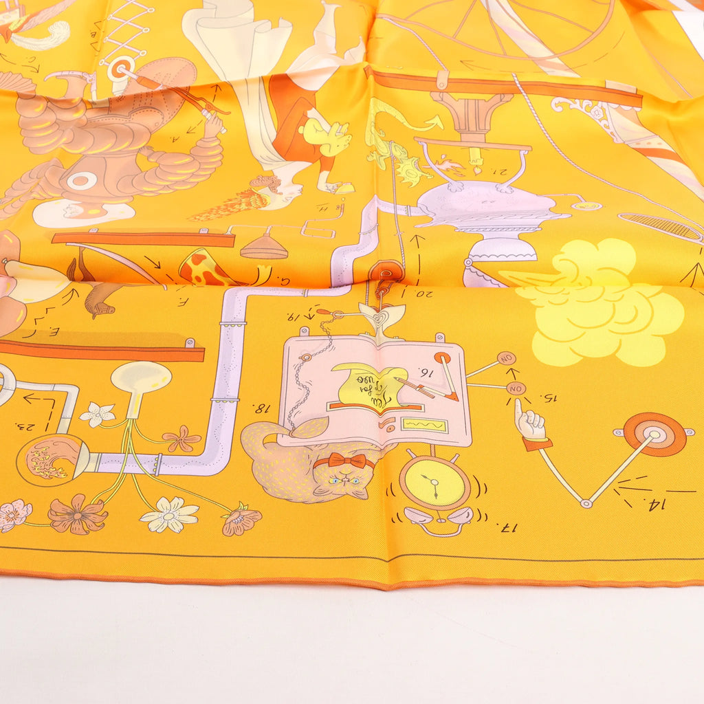 Pañuelo de seda Hermès Carré 90 "Té para dos" en color naranja