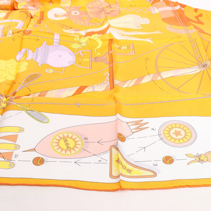 Hermès Carré 90 "Tea for Two" Silk handkerchief in Orange