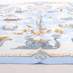 Hermès Carré 90 "Traineaux et glissades" Silk handkerchief in Blue