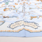 Hermès Carré 90 "Traineaux et glissades" Silk handkerchief in Blue