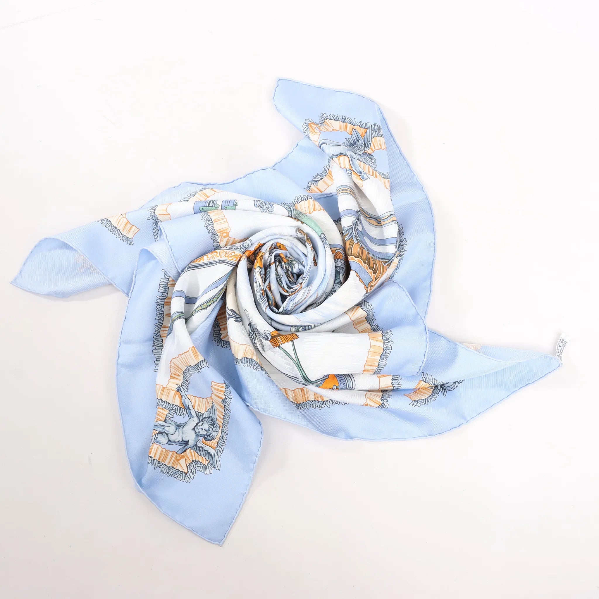 Hermès Carré 90 "Traineaux et glissades" Silk handkerchief in Blue