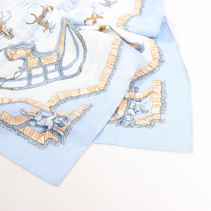 Hermès Carré 90 „Traineaux et glissades“ Seidentaschentuch in Blau