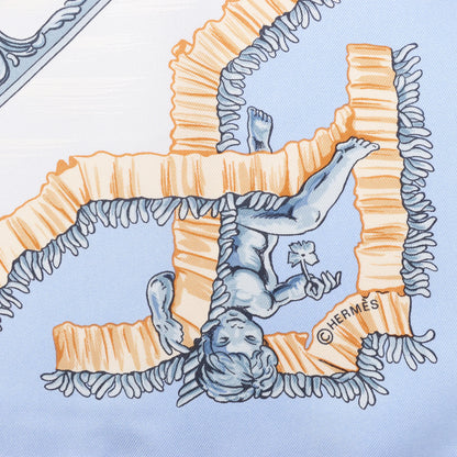 Hermès Carré 90 „Traineaux et glissades“ Seidentaschentuch in Blau