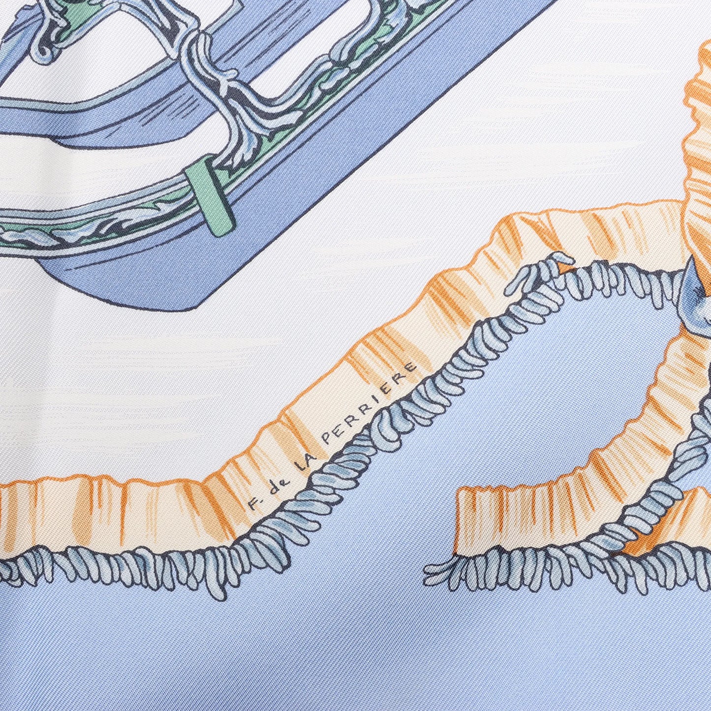Hermès Carré 90 „Traineaux et glissades“ Seidentaschentuch in Blau