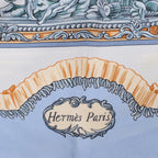 Hermès Carré 90 "Traineaux et glissades" Silk handkerchief in Blue