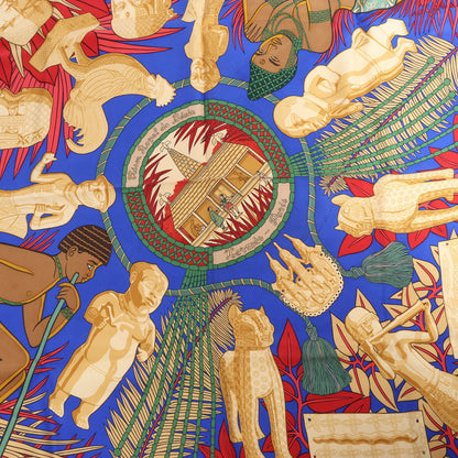 Hermès Carré 90 "Tresor Royal du Benin" Silk handkerchief in Red