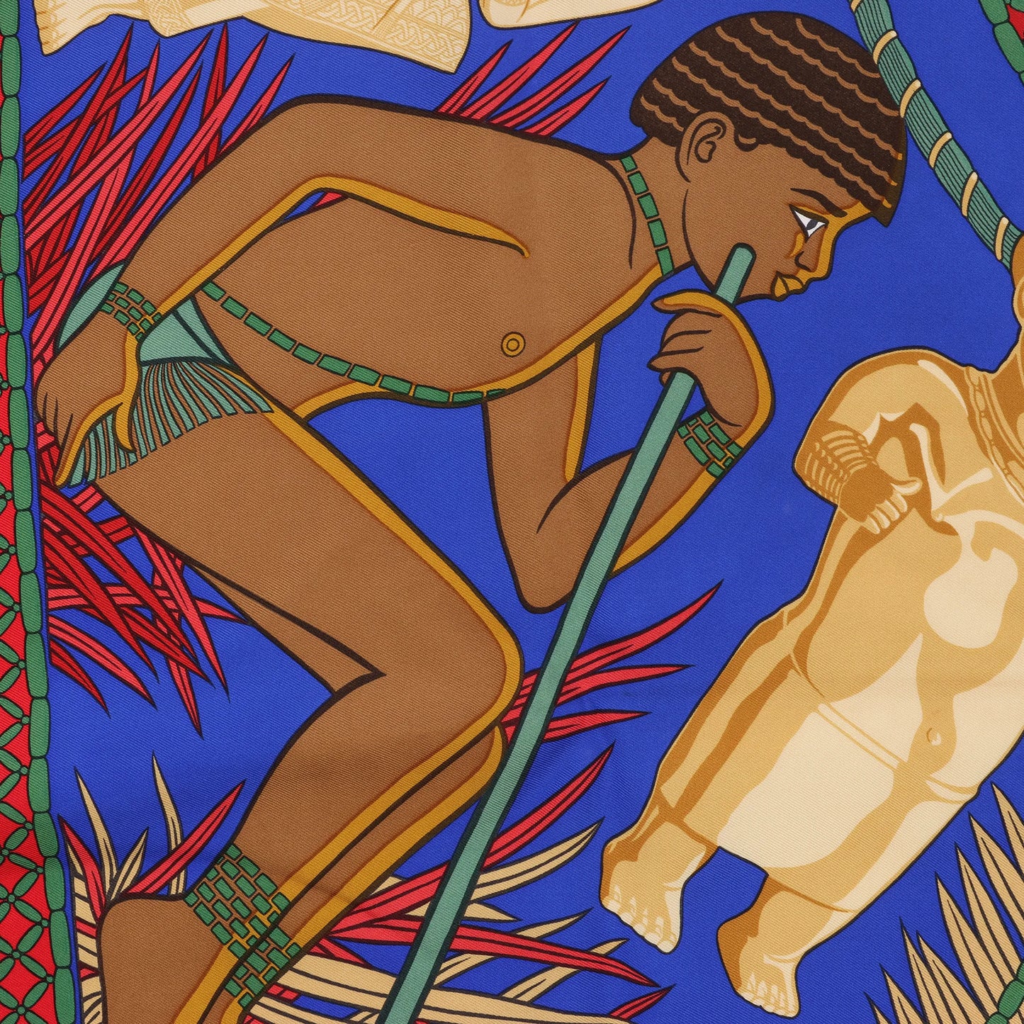 Hermès Carré 90 "Tresor Royal du Benin" Silk handkerchief in Red