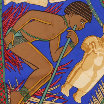 Hermès Carré 90 "Tresor Royal du Benin" Silk handkerchief in Red