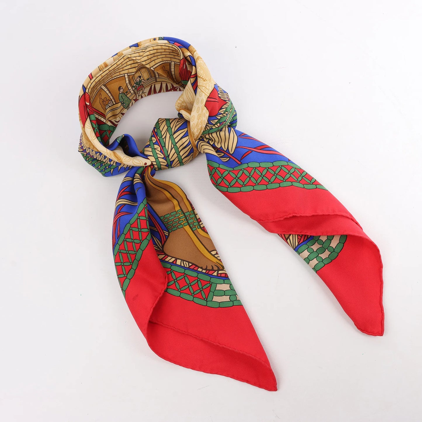 Hermès Carré 90 "Tresor Royal du Benin" Silk handkerchief in Red