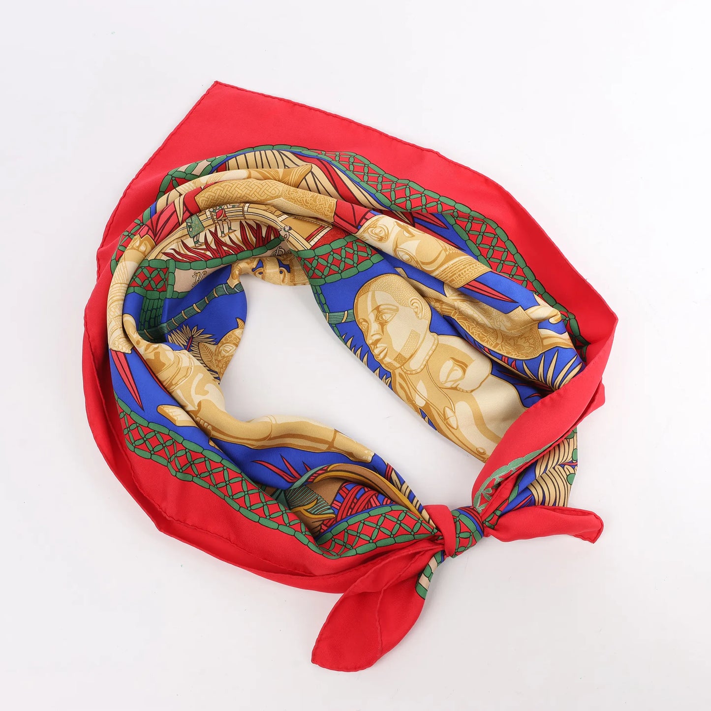 Hermès Carré 90 "Tresor Royal du Benin" Silk handkerchief in Red