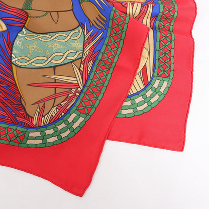 Hermès Carré 90 "Tresor Royal du Benin" Silk handkerchief in Red