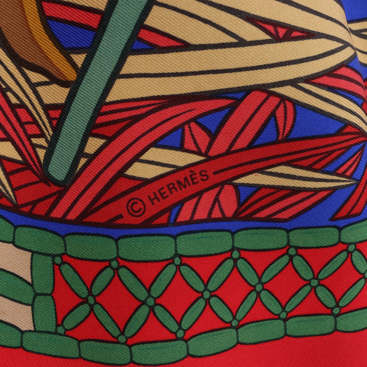 Hermès Carré 90 "Tresor Royal du Benin" Silk handkerchief in Red