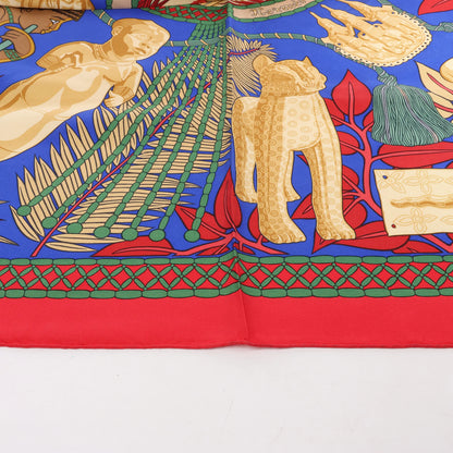 Hermès Carré 90 "Tresor Royal du Benin" Silk handkerchief in Red