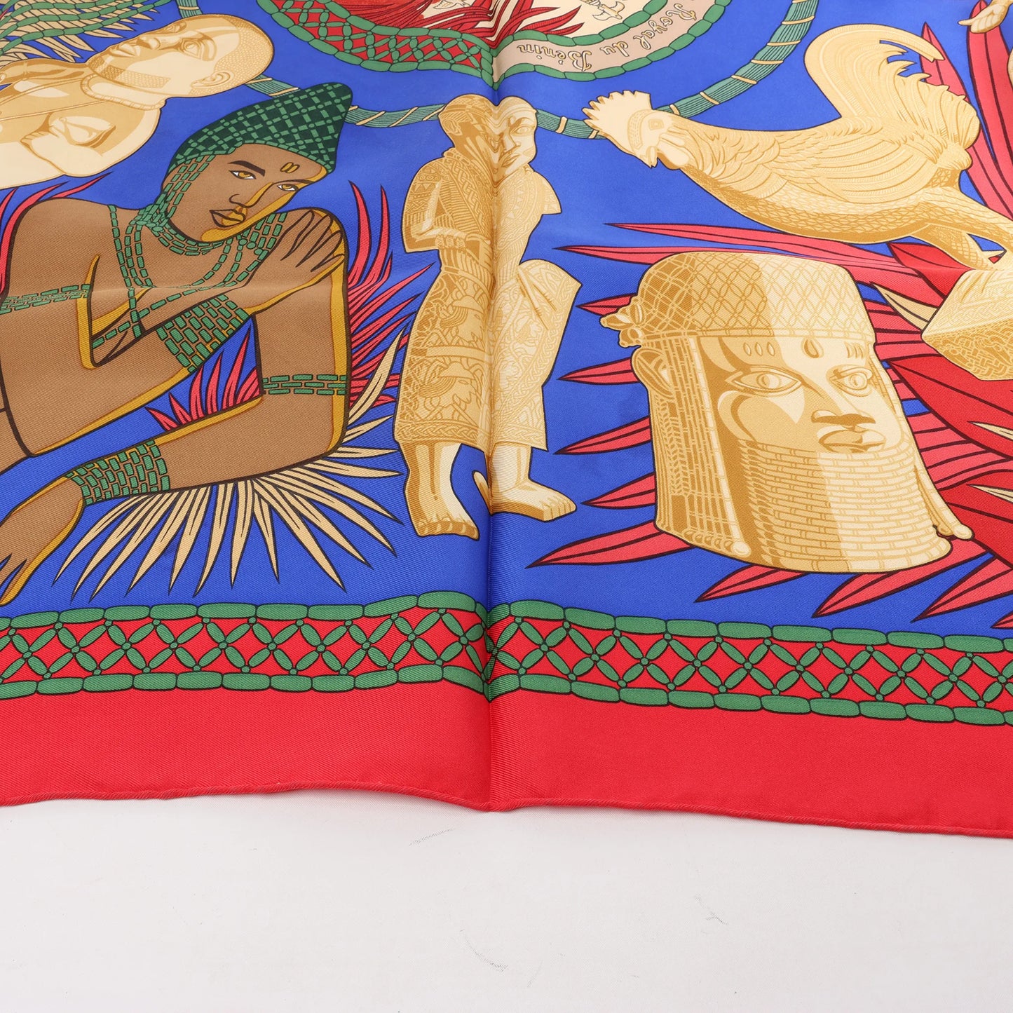 Hermès Carré 90 "Tresor Royal du Benin" Silk handkerchief in Red