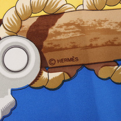 Hermès Carré 90 „Tribord“ 100 % Seidenschal in Gelb und Blau