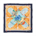 Hermès Carré 90 "VARANGUES" Silk handkerchief in Navy Blue x Orange