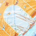 Hermès Carré 90 "VARANGUES" Silk handkerchief in Navy Blue x Orange