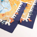 Hermès Carré 90 "VARANGUES" Silk handkerchief in Navy Blue x Orange