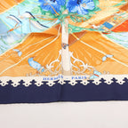 Hermès Carré 90 "VARANGUES" Silk handkerchief in Navy Blue x Orange