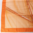 Pañuelo Hermès Carré 90 "Puzzle" 100 % seda en color naranja