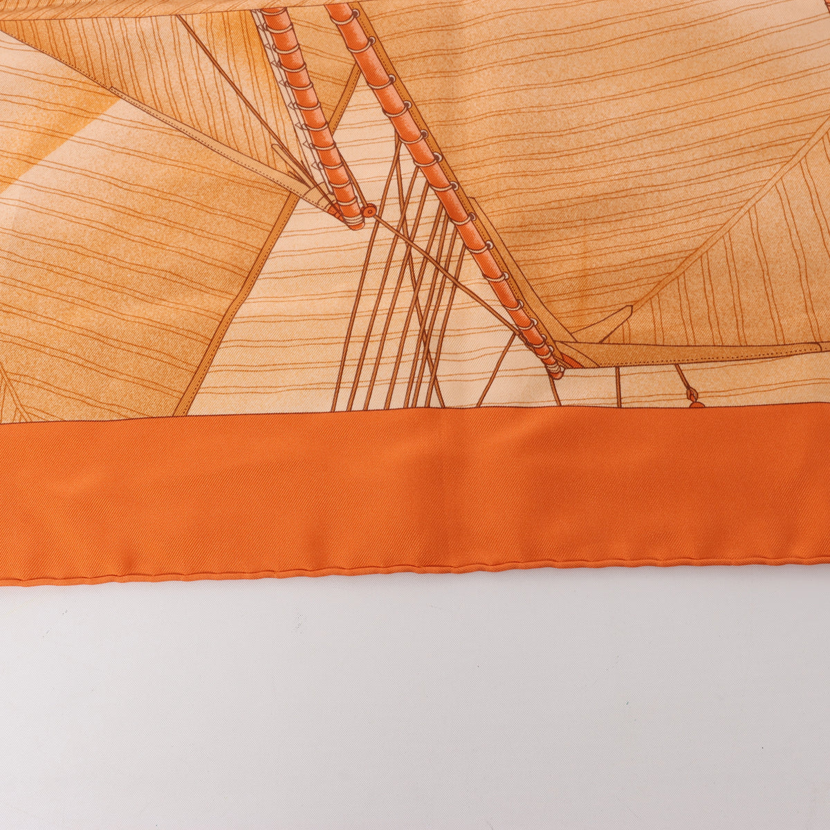 Pañuelo Hermès Carré 90 "Puzzle" 100 % seda en color naranja