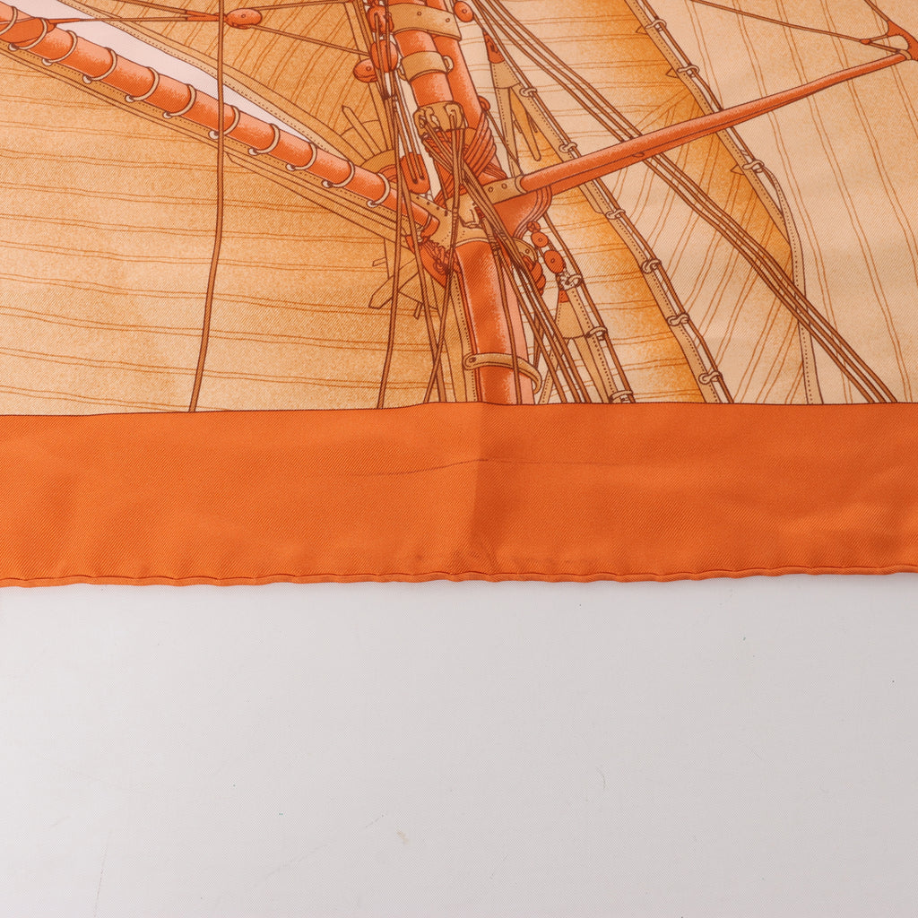 Pañuelo Hermès Carré 90 "Puzzle" 100 % seda en color naranja