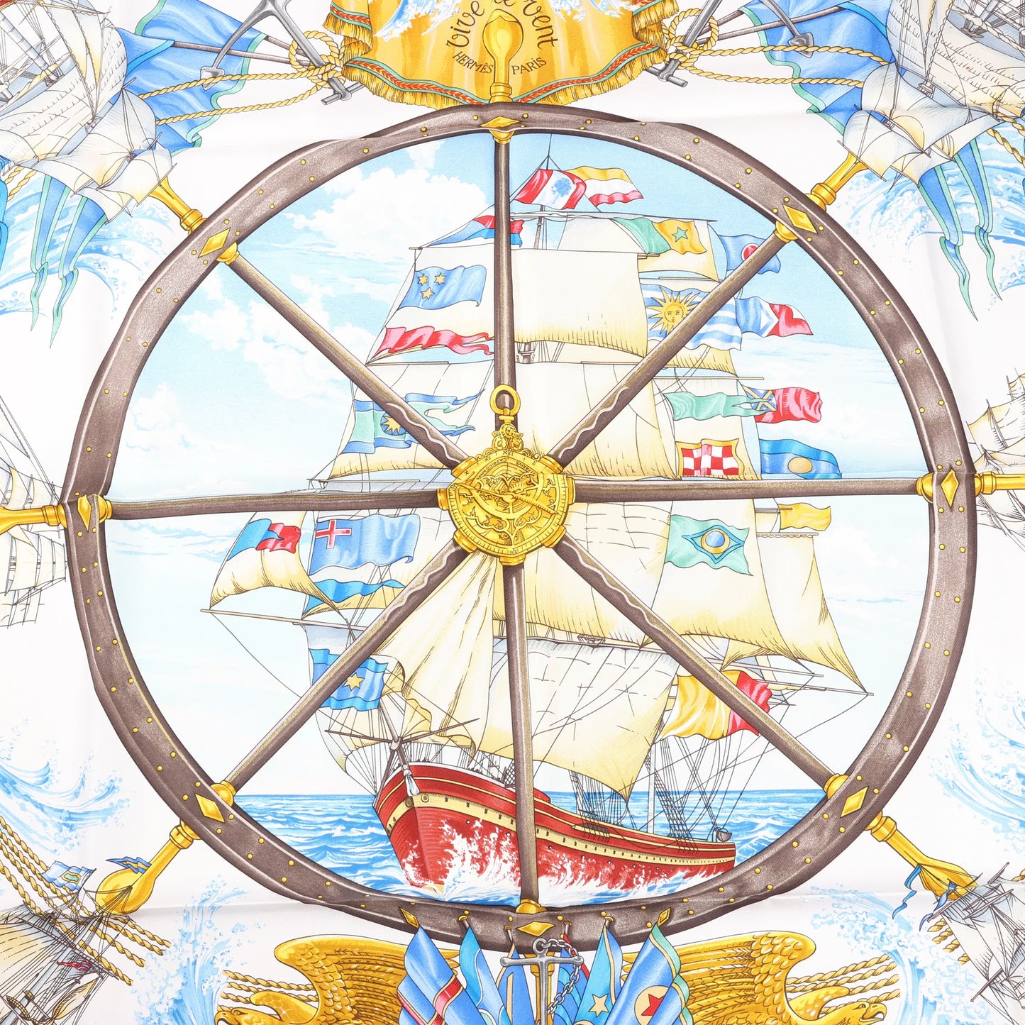 Hermès Carré 90 "VIVE LE VENT" Silk handkerchief in Red