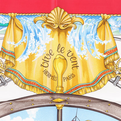 Hermès Carré 90 "VIVE LE VENT" Silk handkerchief in Red