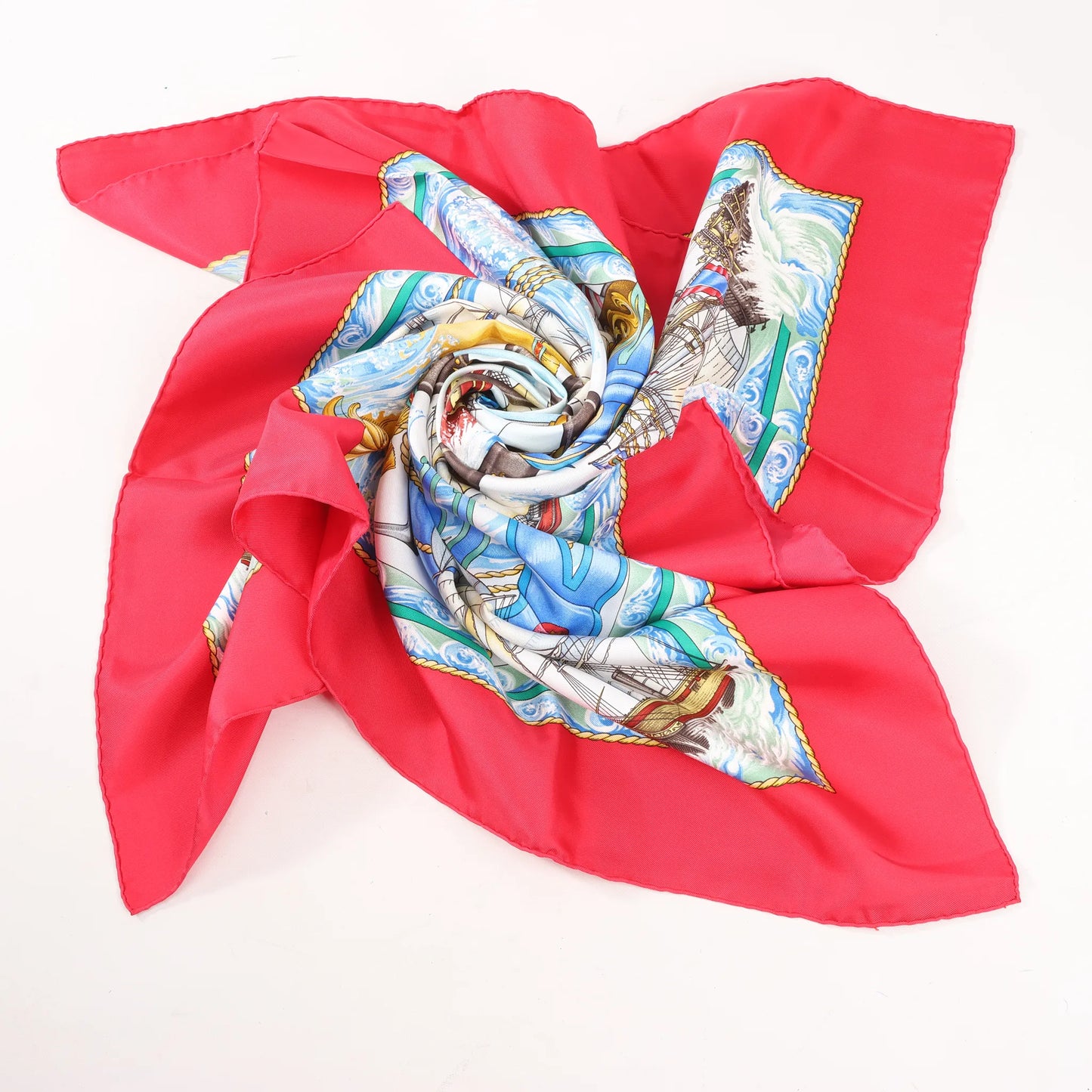 Hermès Carré 90 "VIVE LE VENT" Silk handkerchief in Red