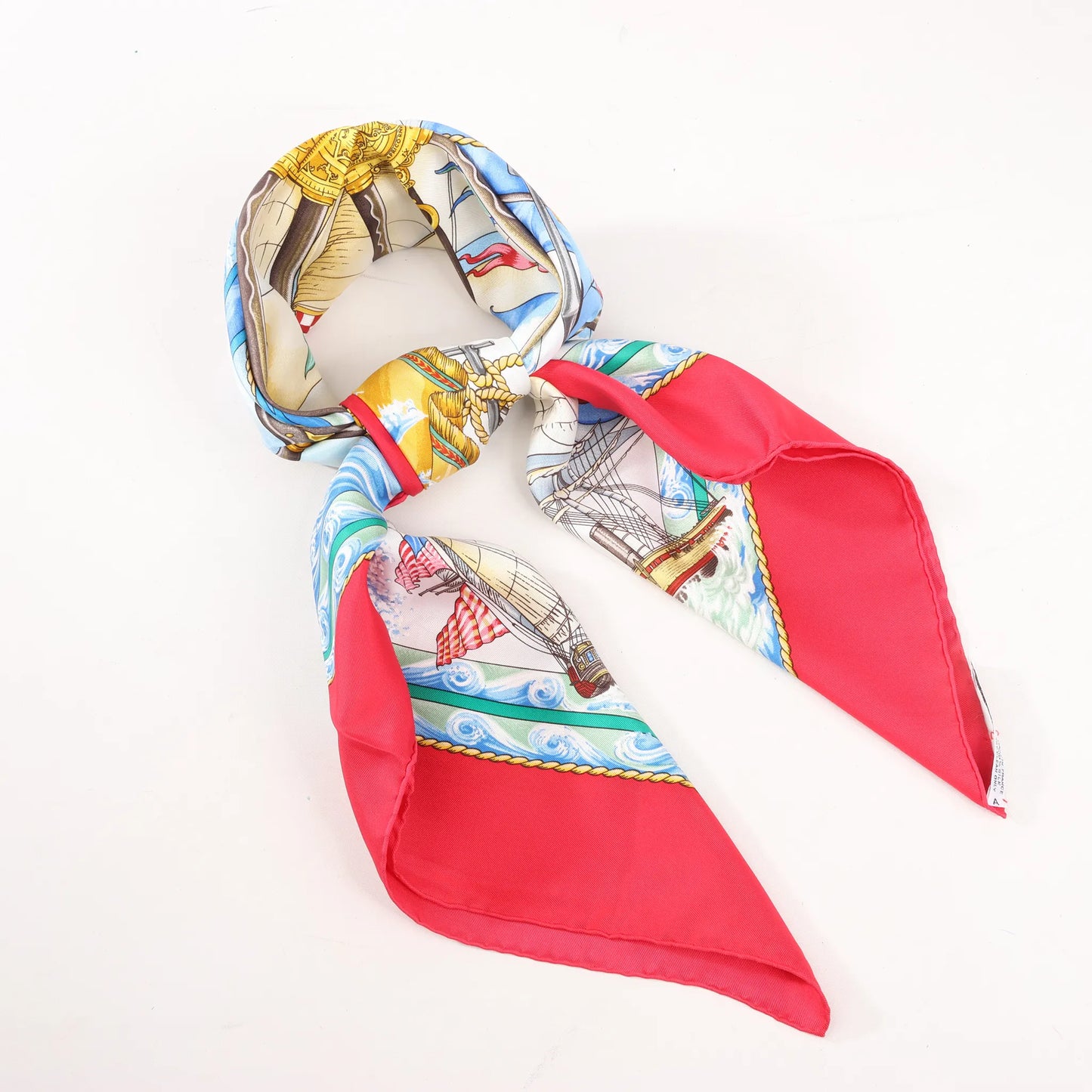 Hermès Carré 90 "VIVE LE VENT" Silk handkerchief in Red