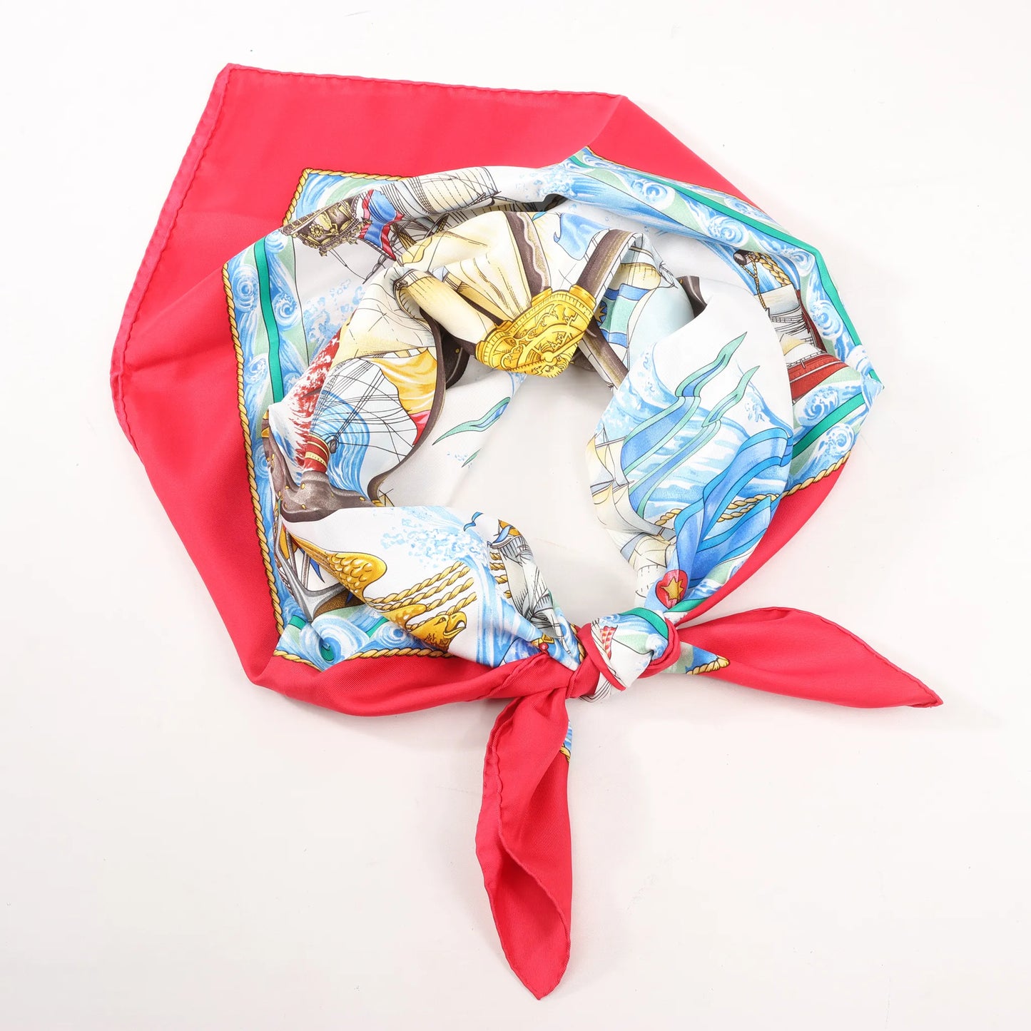 Hermès Carré 90 "VIVE LE VENT" Silk handkerchief in Red