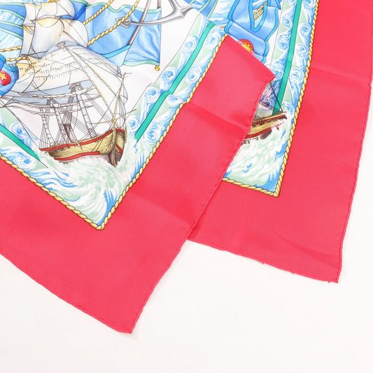 Hermès Carré 90 "VIVE LE VENT" Silk handkerchief in Red