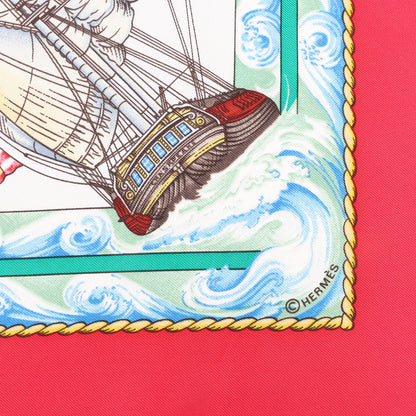 Hermès Carré 90 "VIVE LE VENT" Silk handkerchief in Red