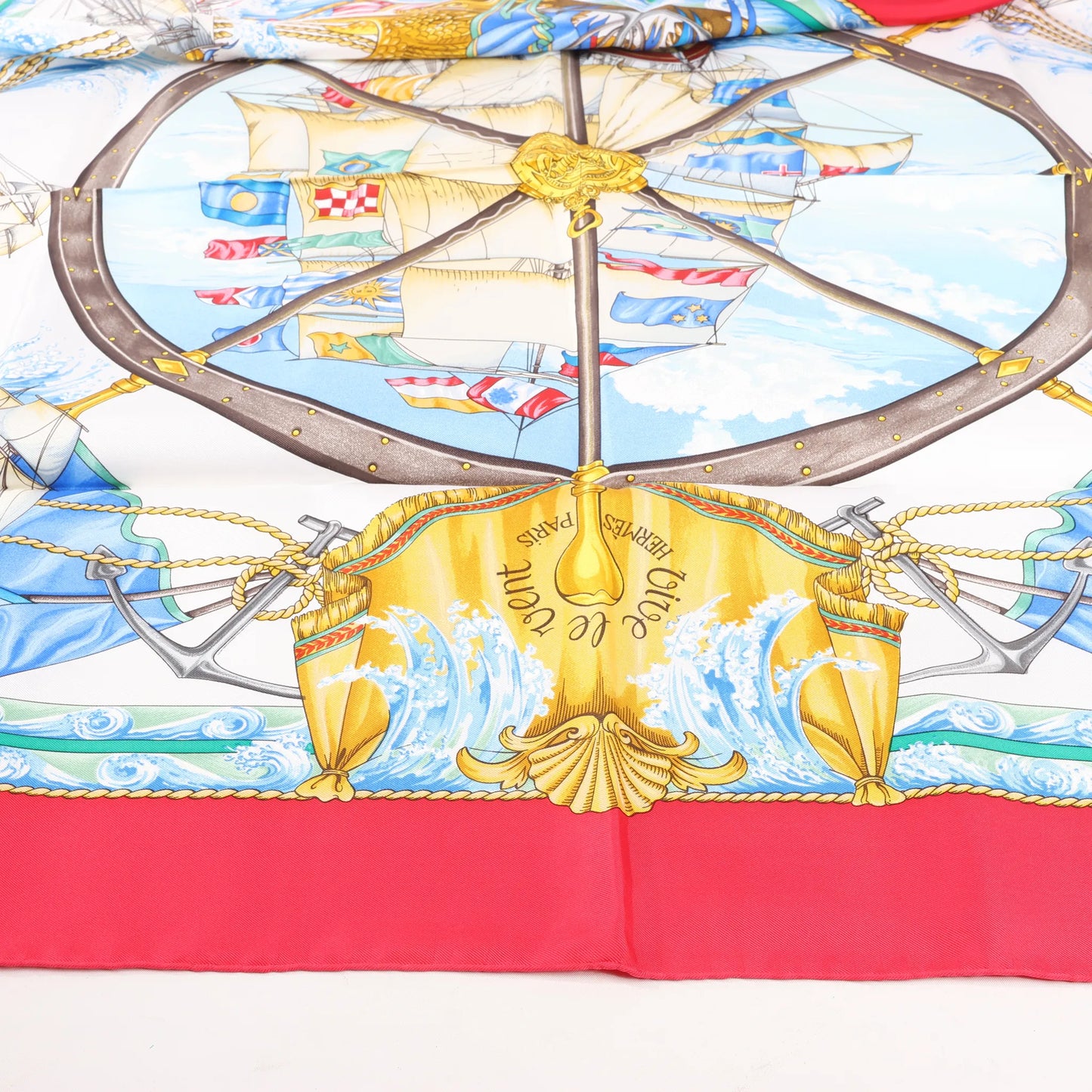 Hermès Carré 90 "VIVE LE VENT" Silk handkerchief in Red