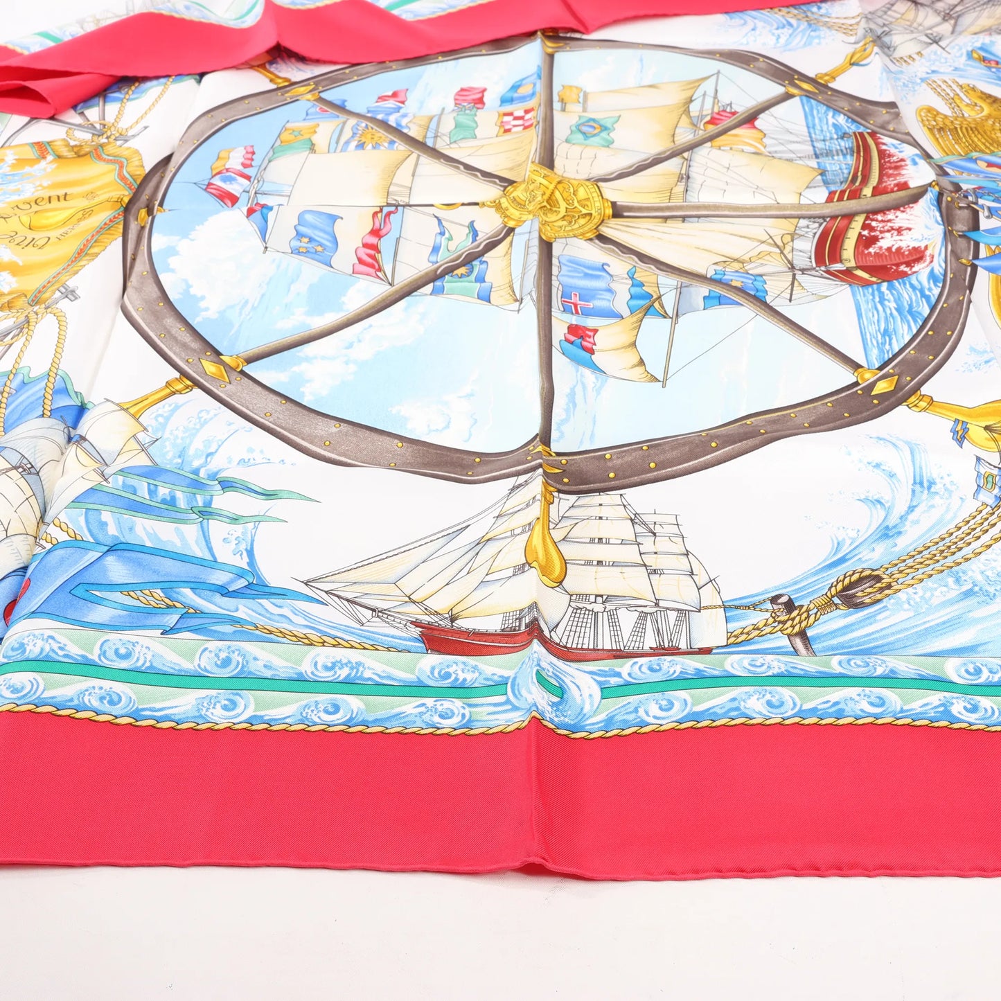 Hermès Carré 90 "VIVE LE VENT" Silk handkerchief in Red