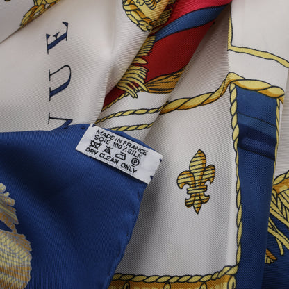 Hermès Carré 90 "Vue du Carrosse de la Galère La Réale" Silk handkerchief in Navy Blue