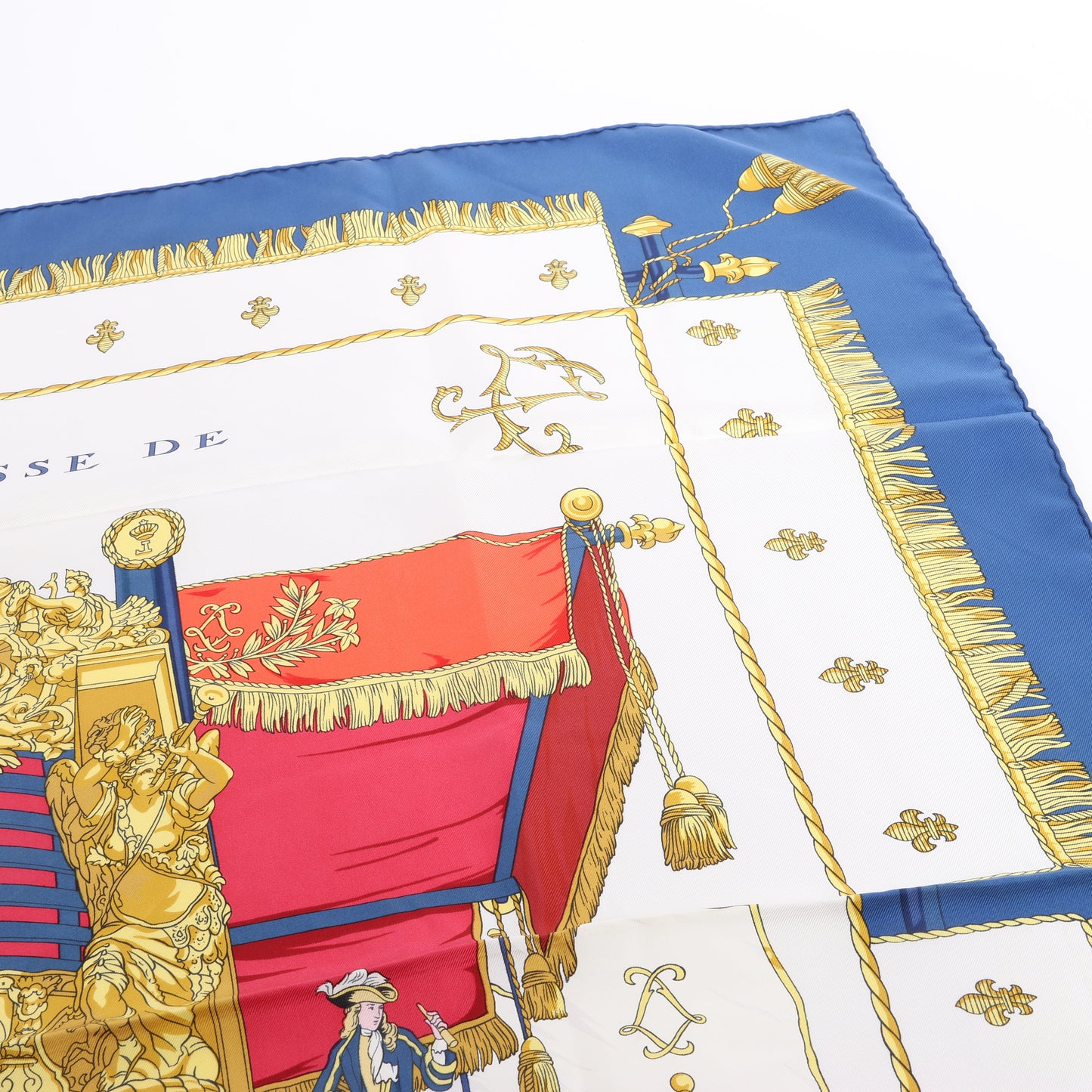 Hermès Carré 90 "Vue du Carrosse de la Galère La Réale" Silk handkerchief in Navy Blue