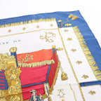 Hermès Carré 90 "Vue du Carrosse de la Galère La Réale" Silk handkerchief in Navy Blue