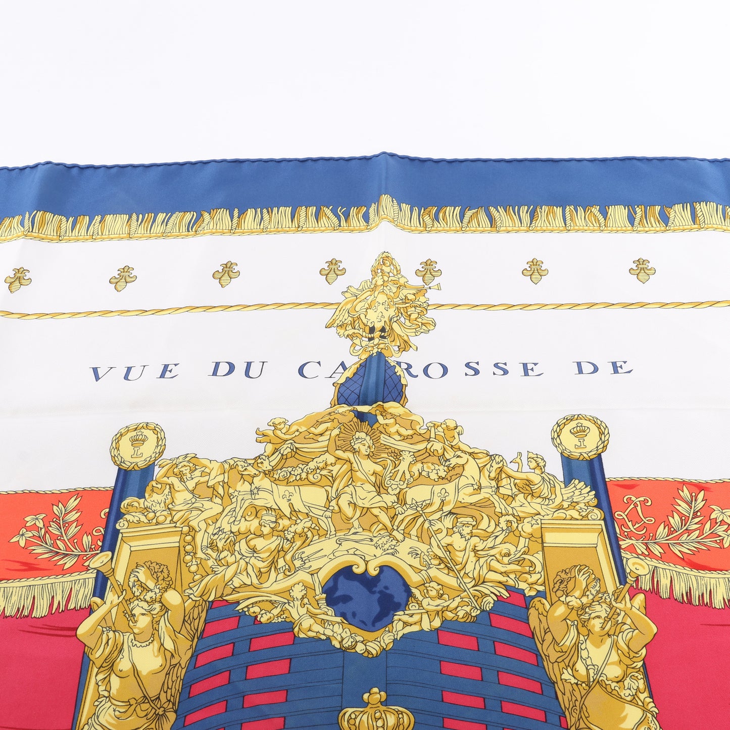 Hermès Carré 90 "Vue du Carrosse de la Galère La Réale" Silk handkerchief in Navy Blue