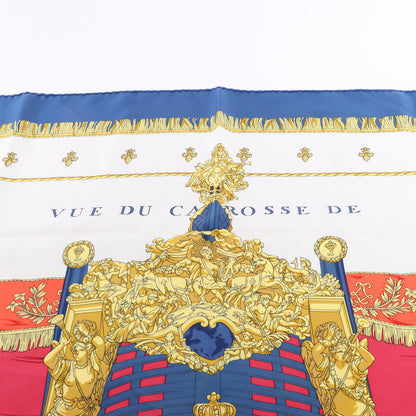 Hermès Carré 90 "Vue du Carrosse de la Galère La Réale" Silk handkerchief in Navy Blue