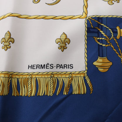 Hermès Carré 90 "Vue du Carrosse de la Galère La Réale" Silk handkerchief in Navy Blue