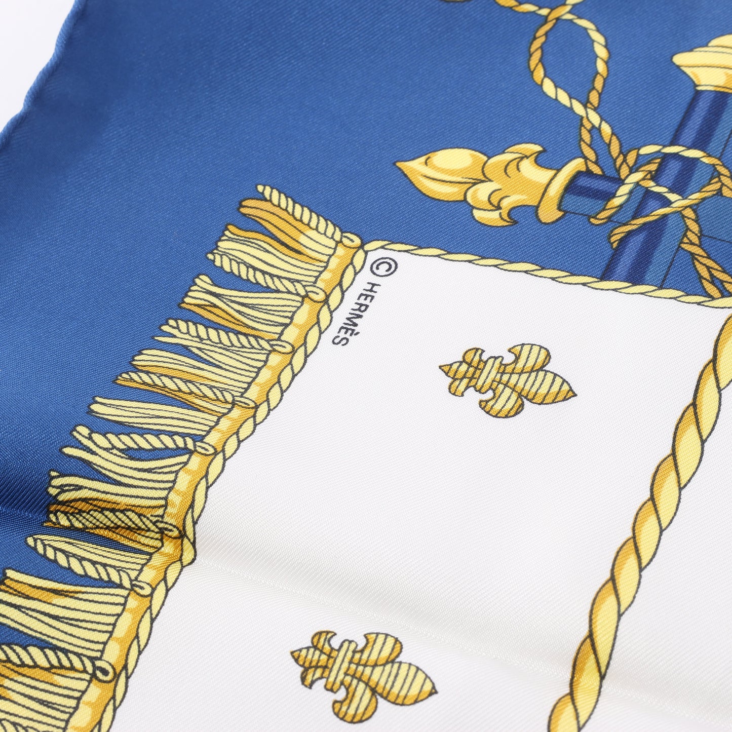 Hermès Carré 90 "Vue du Carrosse de la Galère La Réale" Silk handkerchief in Navy Blue