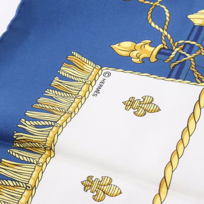 Hermès Carré 90 "Vue du Carrosse de la Galère La Réale" Silk handkerchief in Navy Blue