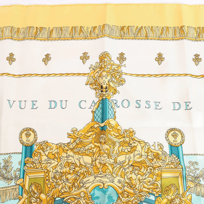 Hermès Carré 90 "VUE DU CARROSSE DE LA GALERE LA REALE" Silk handkerchief in Yellow
