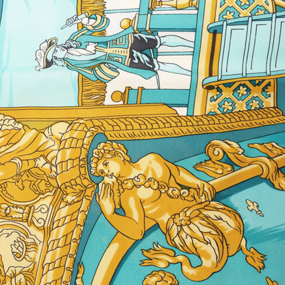 Hermès Carré 90 "VUE DU CARROSSE DE LA GALERE LA REALE" Silk handkerchief in Yellow